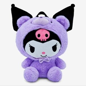 Kuromi Purple Bear Plush Mini Backpack